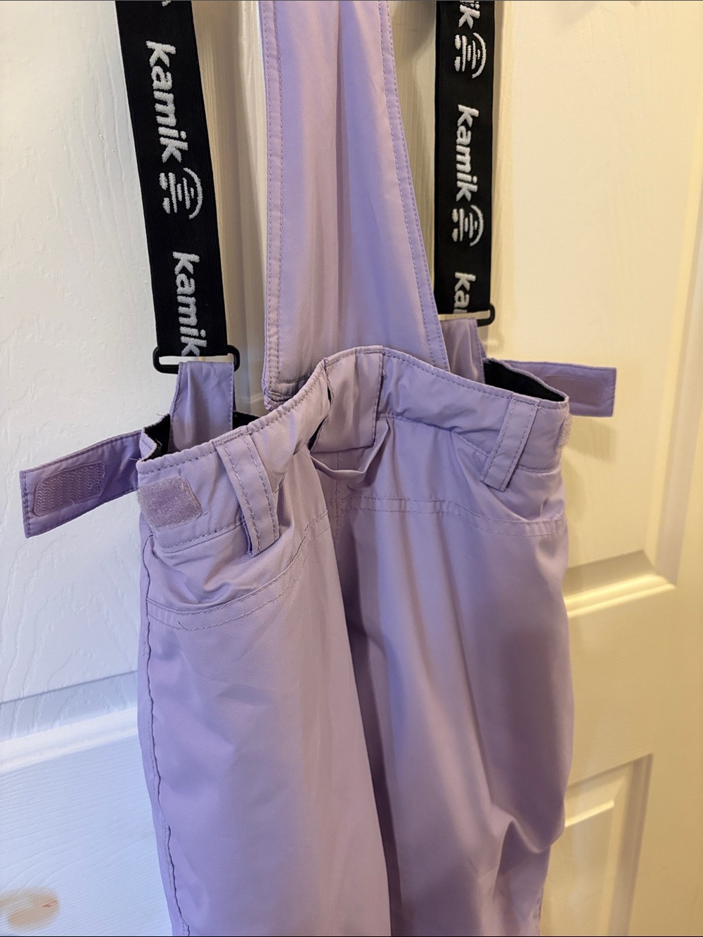 Kamik Lilac Kids Snow Bib Pants with Black Logo Suspenders youth size 12 - Picture 5 of 6